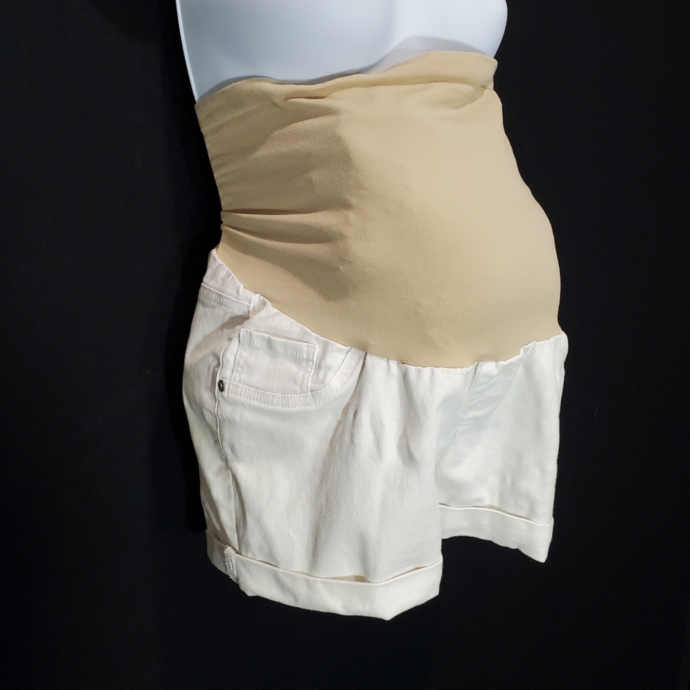 Oh Baby by Motherhood Off White Folded Cuff Pull-On Shorts Size M Maternity